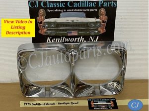 OEM 1969 1970 Cadillac Eldorado 1969 Deville Fleetwood Calais Commercial Chassis CHROME HEADLIGHT BEZEL TRIM COVER #1493065