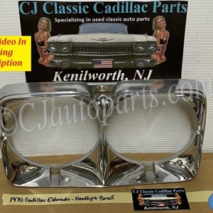 OEM 1969 1970 Cadillac Eldorado 1969 Deville Fleetwood Calais Commercial Chassis CHROME HEADLIGHT BEZEL TRIM COVER #1493065