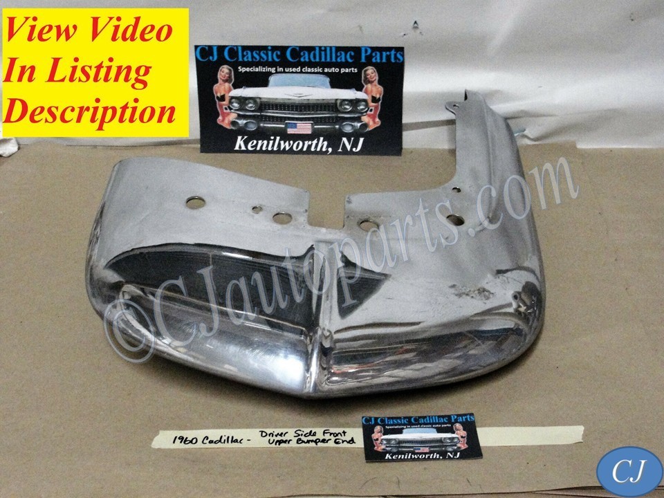 OEM 1960 Cadillac Deville Eldorado Fleetwood LEFT DRIVER SIDE CHROME UPPER FRONT BUMPER END CORNER #3511899