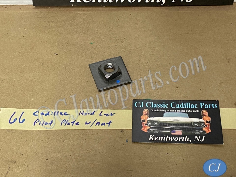 OEM 1965 1966 1967 Cadillac Deville Calais Fleetwood 1965 1966 1967 1968 1969 1970 Eldorado HOOD LOCK PILOT PIN BOLT PLATE WITH NUT #3513414