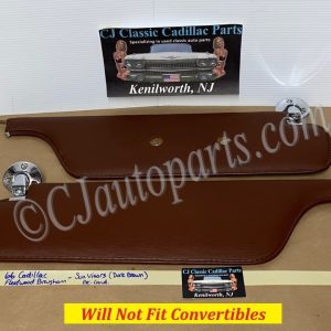 OEM 1965 1966 1978 1968 Cadillac Fleetwood Deville Calais 1967 1968 Eldorado LEFT & RIGHT SUN VISORS WITH HINGES - Dark Brown