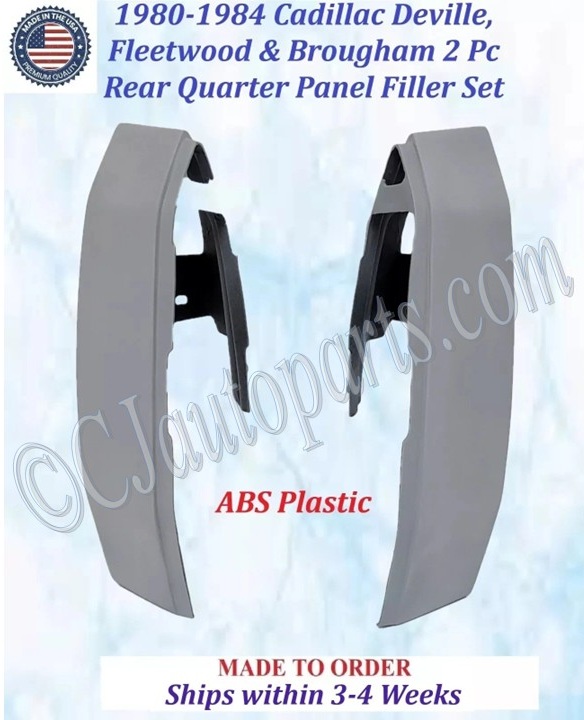 NEW 1980 1981 1982 1983 1984 Cadillac Deville & Fleetwood 2 Piece Rear Quarter Panel Fillers Set