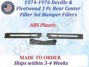 NEW 1974 1975 1976 Cadillac Deville & Fleetwood 3 Pc Rear Center Bumper Fillers Set