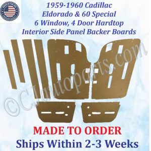 NEW Reproduction 1959-1960 Cadillac 6 Window 4 Door Hardtop Interior Door Panel Backer Boards (8 Pcs) (CAD-DBD-535)