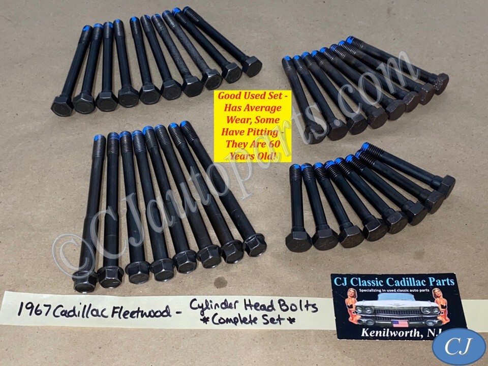 OEM 1967 Cadillac 429 Engine CYLINDER HEAD BOLTS - COMPLETE SET (INCLUDES ROCKER BOLTS)