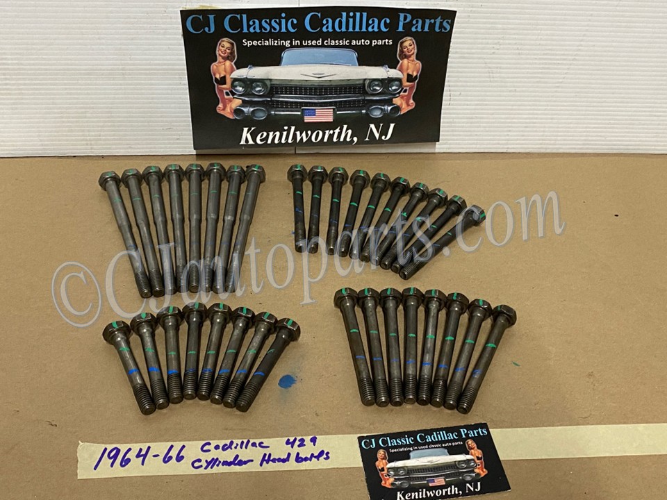 OEM 1964 1965 1966 Cadillac Deville Fleetwood Eldorado Calais 429 Engine CYLINDER HEAD BOLTS - COMPLETE SET (LEFT & RIGHT)1480973/1480979/1480975/1480974