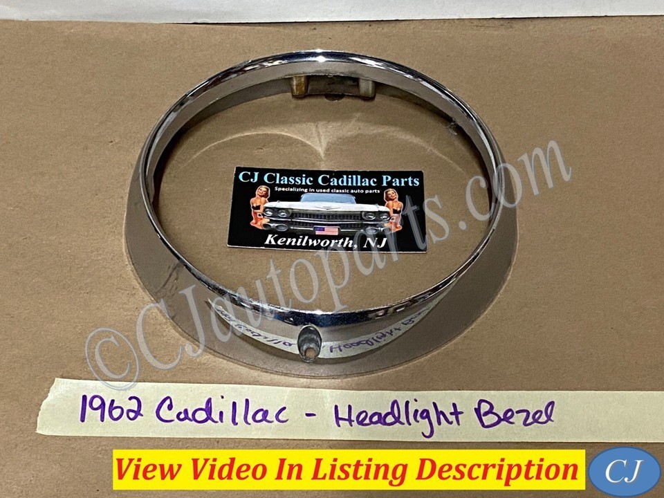 OEM 1962 Cadillac Deville Fleetwood Eldorado HEADLIGHT CHROME BEZEL DOOR TRIM #3512583/#1477656
