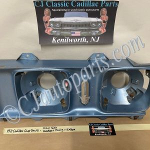 OEM 1971 Cadillac Deville Fleetwood Calais LEFT DRIVER SIDE HEADLIGHT BUCKET HOUSING & CREST EMBLEM #1496555/#3633587
