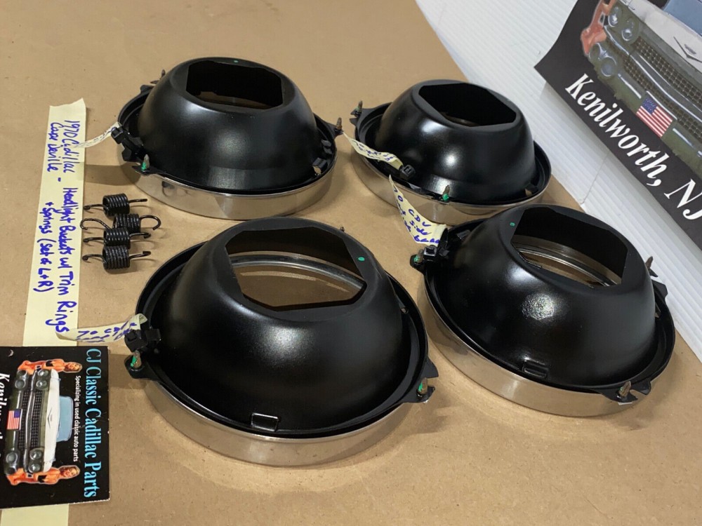 OEM 1969 1970 1971 1972 1973 1974 Cadillac Deville Eldorado Fleetwood Calais LEFT & RIGHT INNER & OUTER HEADLIGHT BUCKETS WITH TRIM RINGS #5963839/#5963840/#5963838 - Image 20