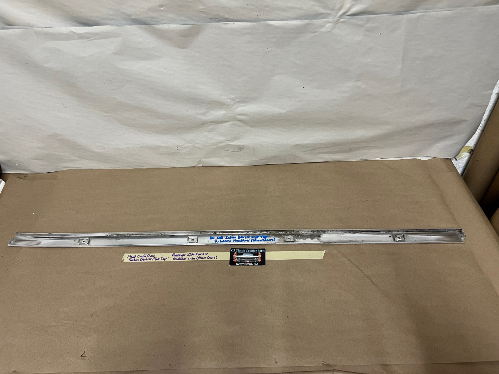 OEM 1959 1960 Cadillac Deville 4 Window 4 Door FLAT TOP INTERIOR RIGHT SIDE HEADLINER TRIM (ABOVE DOORS) #4757726 - Image 20