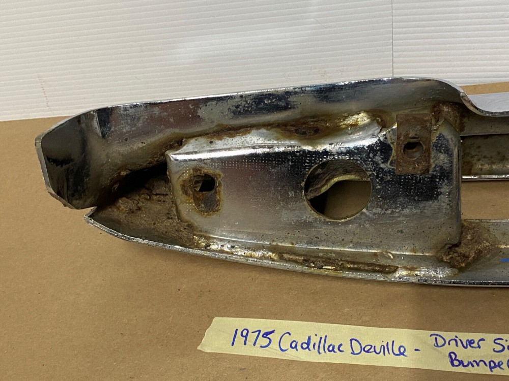 OEM 1974 1975 1976 Cadillac Deville Calais Fleetwood LEFT DRIVER SIDE BACK REAR CHROME BUMPER END #3515870 - Image 21