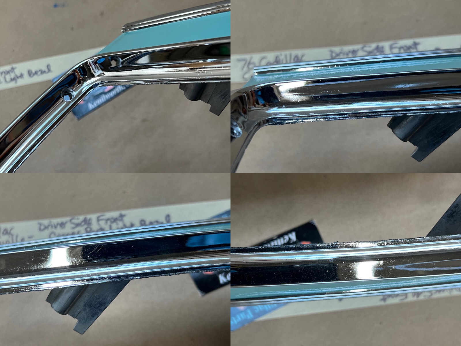 OEM 1975 1976 Cadillac Fleetwood DRIVER SIDE FRONT CORNER TURN SIGNAL PARK LIGHT BEZEL TRIM #1605270 - Image 24