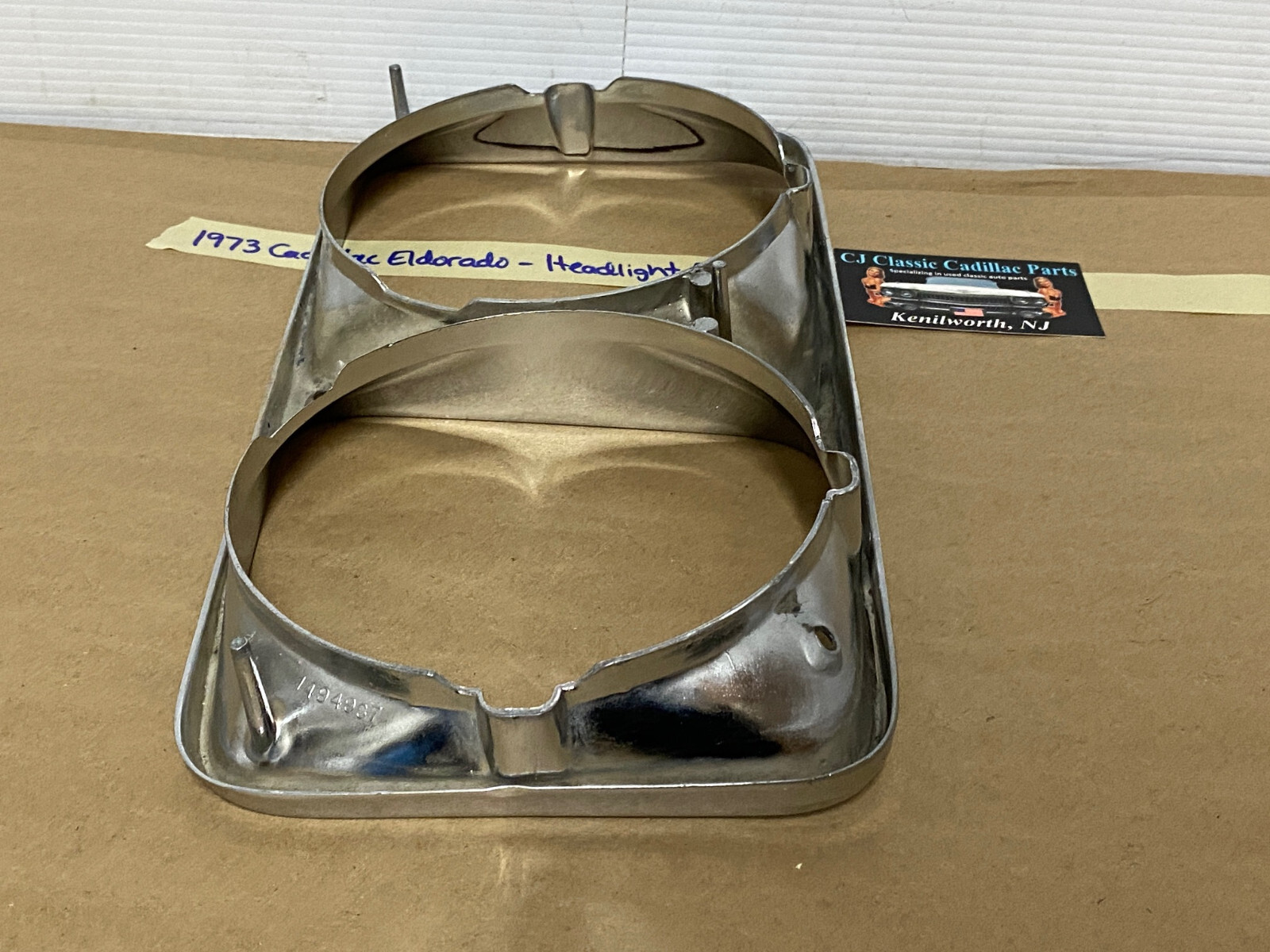OEM 1971 1973 1974 Cadillac Eldorado HEADLIGHT BEZEL CHROME COVER TRIM #1494987 - Image 21