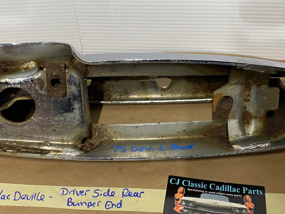 OEM 1974 1975 1976 Cadillac Deville Calais Fleetwood LEFT DRIVER SIDE BACK REAR CHROME BUMPER END #3515870 - Image 22