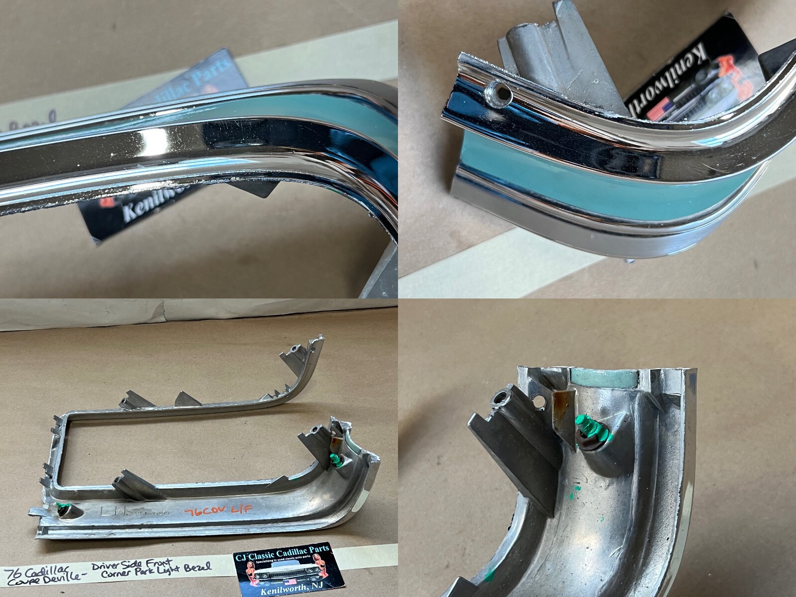 OEM 1975 1976 Cadillac Fleetwood DRIVER SIDE FRONT CORNER TURN SIGNAL PARK LIGHT BEZEL TRIM #1605270 - Image 23
