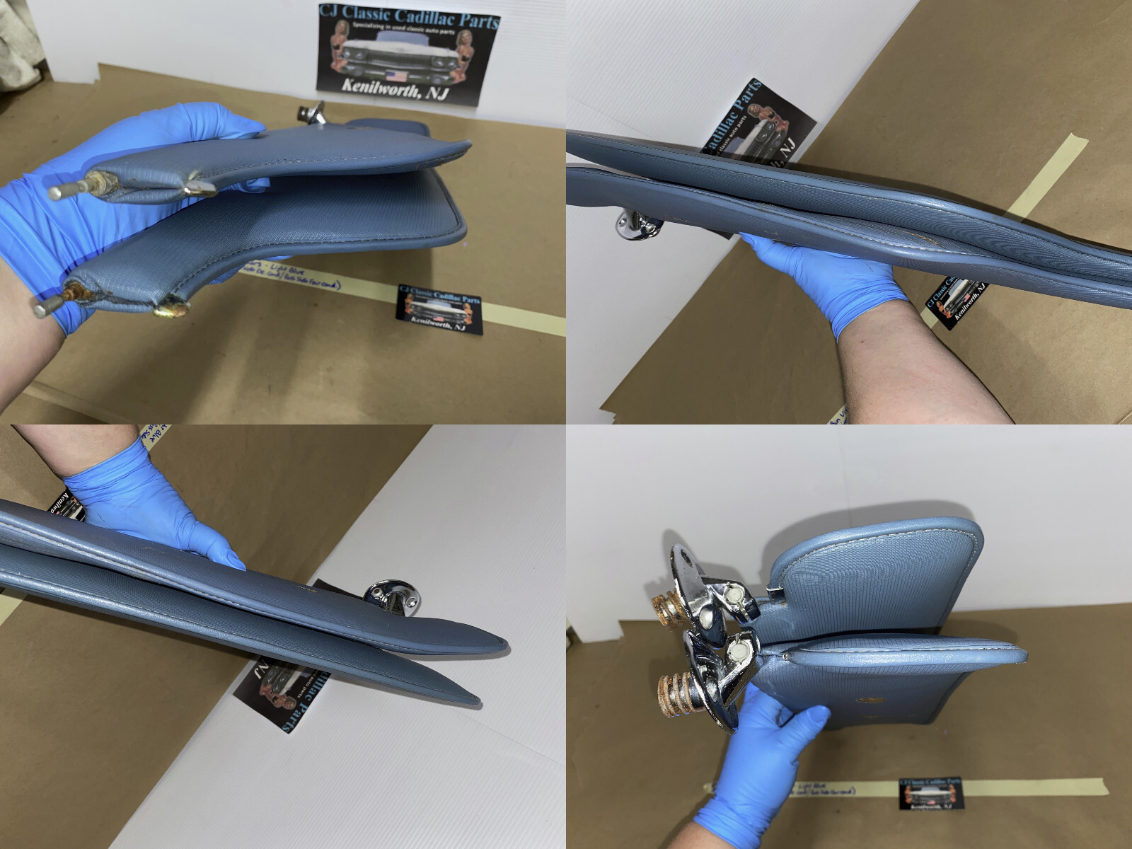 OEM 1965 1966 1967 1968 Cadillac Fleetwood Deville Calais 1967 1968 Eldorado LEFT & RIGHT SUN VISORS WITH HINGES - LIGHT BLUE - Image 23