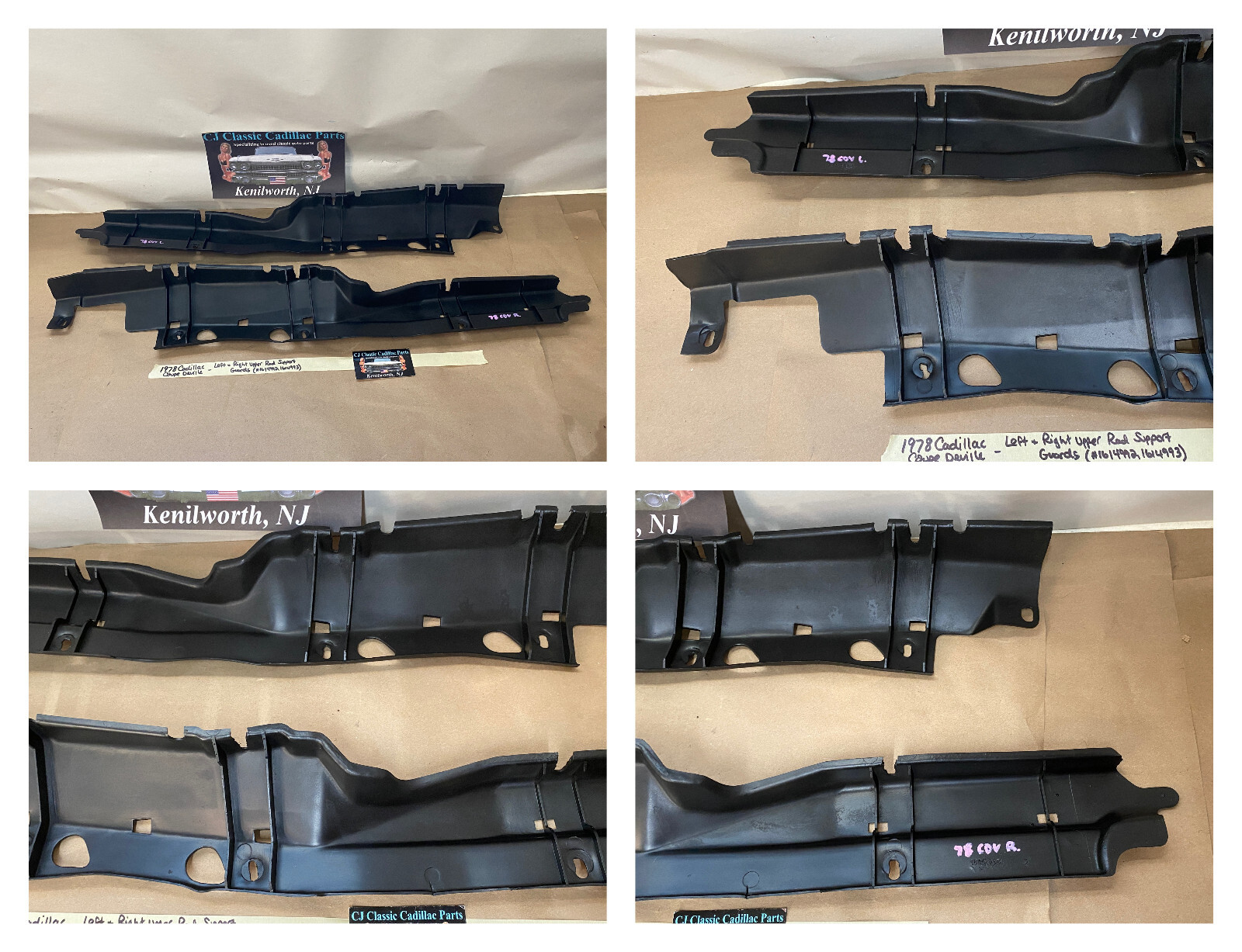 OEM 1977 1978 1979 Cadillac Deville LEFT & RIGHT UPPER RAD SUPPORT SPLASH GUARDS FILLERS PANELS #1614992/#1614993 - Image 24
