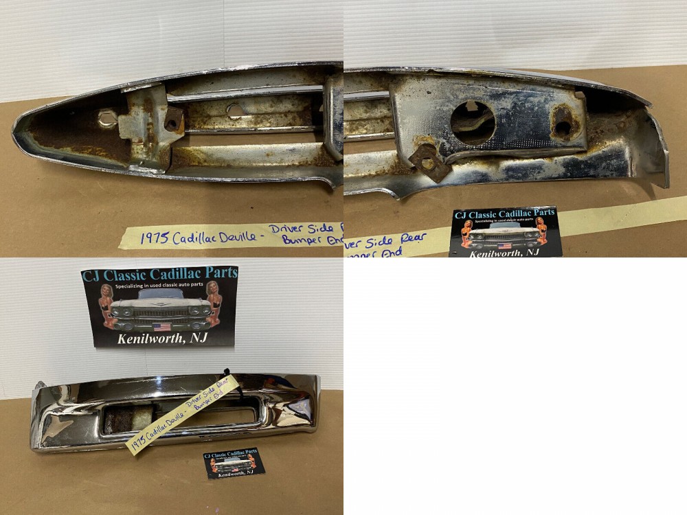 OEM 1974 1975 1976 Cadillac Deville Calais Fleetwood LEFT DRIVER SIDE BACK REAR CHROME BUMPER END #3515870 - Image 24