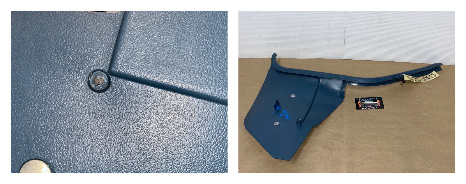 OEM 1971 1972 1973 1974 1975 1976 Cadillac Deville Eldorado Fleetwood Calais RIGHT PASSENGER SIDE LOWER KICK PANEL TRIM - BLUE - Image 2