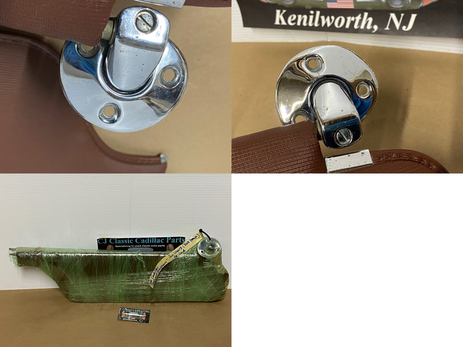 OEM 1965 1966 1978 1968 Cadillac Fleetwood Deville Calais 1967 1968 Eldorado LEFT & RIGHT SUN VISORS WITH HINGES - Dark Brown - Image 24