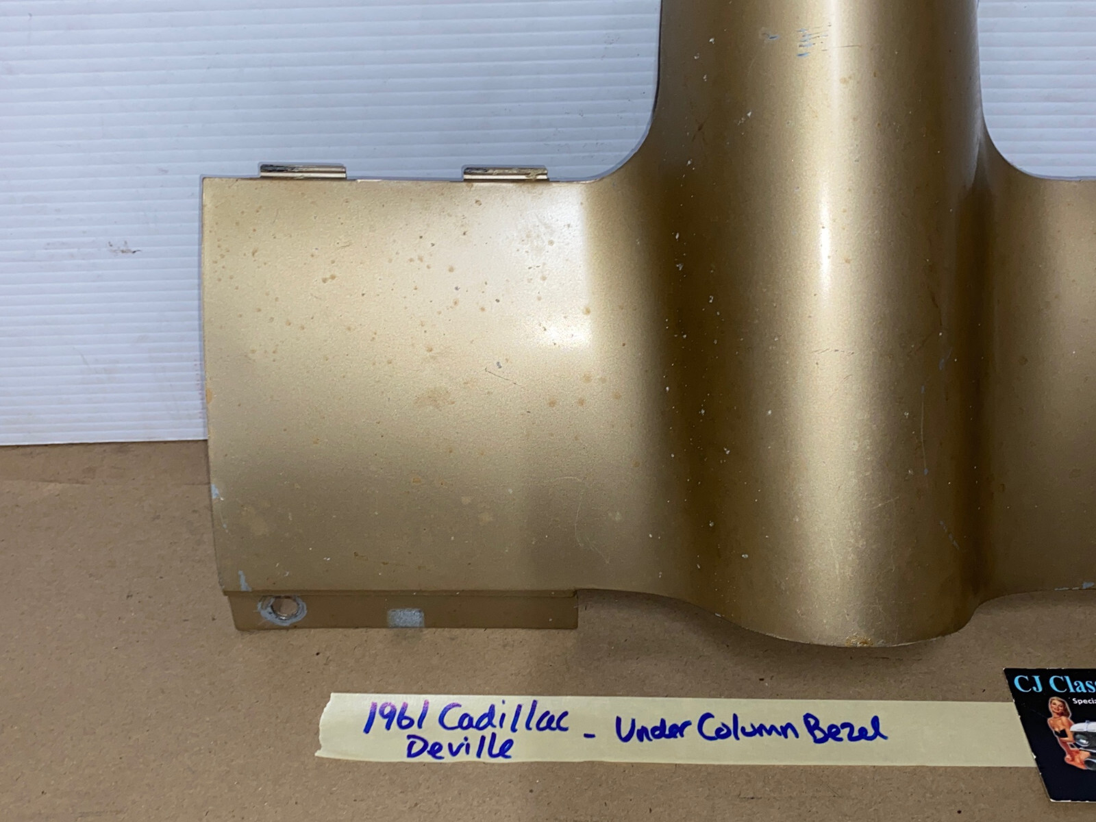 OEM 1961 Cadillac Deville Eldorado Fleetwood LOWER DASH UNDER COLUMN BEZEL TRIM * TAN/LIGHT BROWN * #1475194 - Image 12
