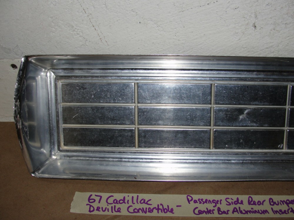 OEM 1967 Cadillac DeVille Calais RIGHT PASSENGER SIDE REAR BUMPER BAR ALUMINUM INSERT TRIM #1488623 - Image 2