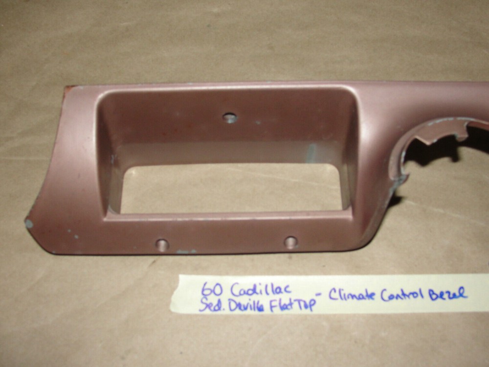 OEM 1960 Cadillac Deville Eldorado 1960 1961 1962 Series 75 Fleetwood FLAT TOP LOWER DASH ABOVE COLUMN CLIMATE CONTROL BEZEL TRIM #3511864 - Image 2