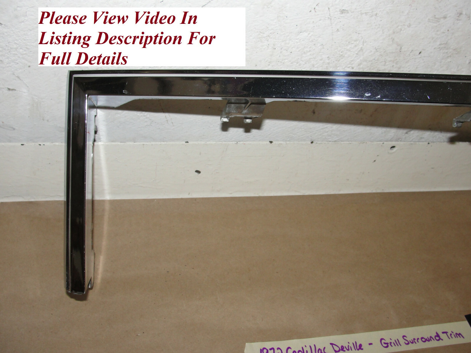 OEM 1972 Cadillac Deville Fleetwood Calais FRONT UPPER GRILL GRILLE SURROUND BEZEL TRIM #1498220 - Image 2