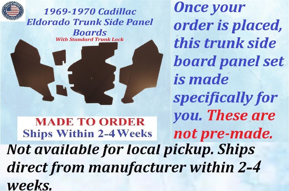 1969 1970 Cadillac Eldorado Hardtop - With Standard Trunk Lock - TRUNK SIDE BOARD PANELS #CAD-SDP-325 - Image 2