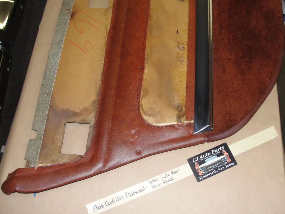 OEM 1965 1966 Cadillac Fleetwood Brougham Sedan Deville LEFT REAR DOOR PANEL & TRIM MOLDING - Image 2