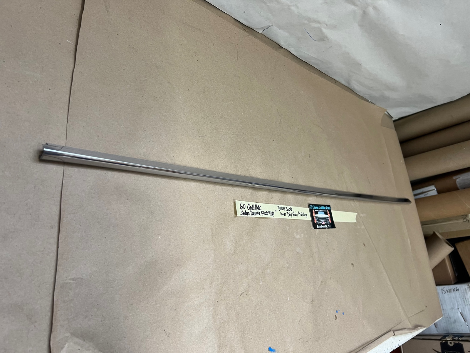 OEM 1959 1960 Cadillac Sed. Deville Flat Top DRIVER SIDE ROOF DRIP RAIL SCALP MOLDING TRIM #4755637 - Image 2