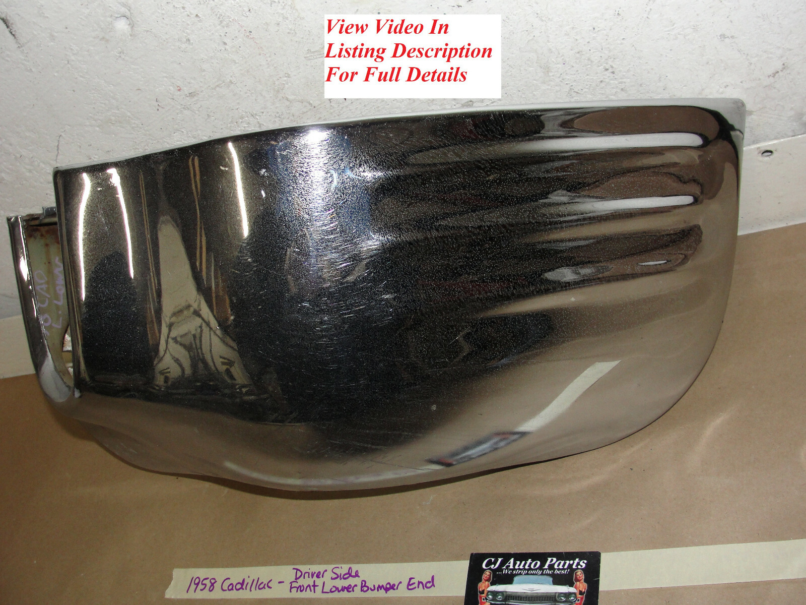 OEM 1958 Cadillac Deville Eldorado Fleetwood LEFT DRIVER SIDE FRONT BUMPER END LOWER #3511182 - Image 2