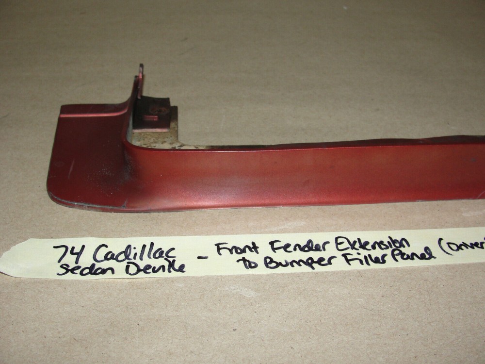 OEM 1974 Cadillac Deville Fleetwood Calais LEFT FRONT FENDER CORNER LIGHT EXTENSION BUMPER FILLERS PANEL #1603201 - Image 2