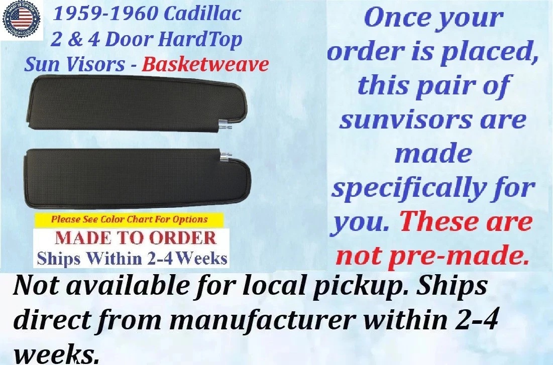 1959 1960 Cadillac Deville Eldorado Fleetwood 2 & 4 Door HardTop SUNVISORS (PAIR) #CAD-SVR-480 - Image 2
