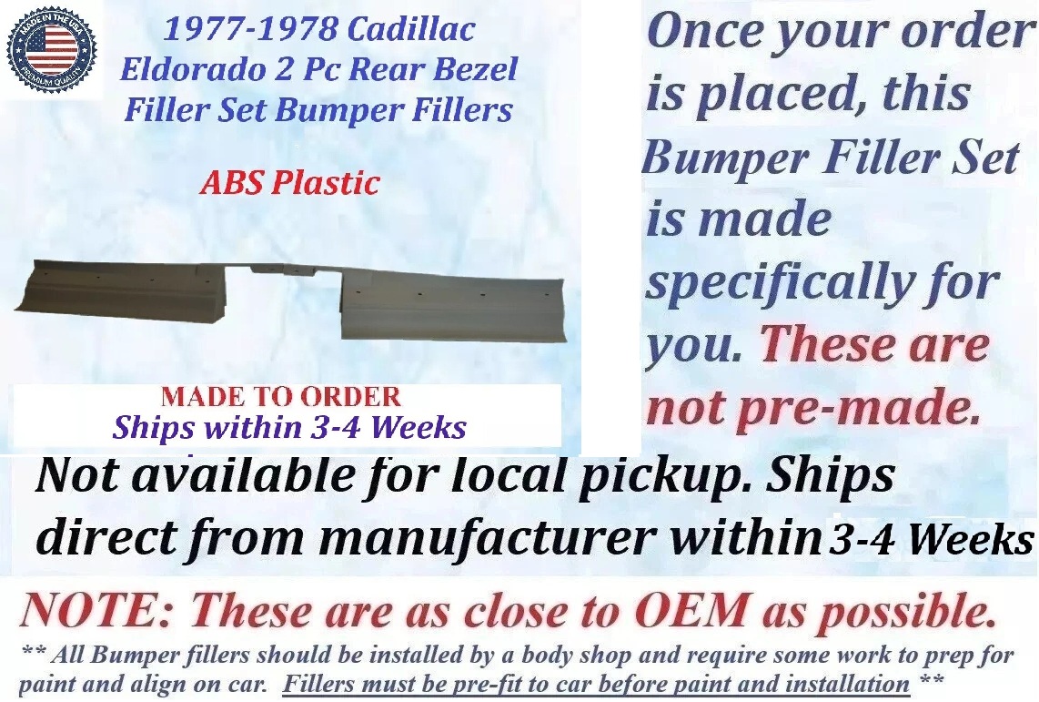 NEW 1977 1978 Cadillac Eldorado 2 Piece Rear Bezel Filler Set Bumper Fillers - Image 2