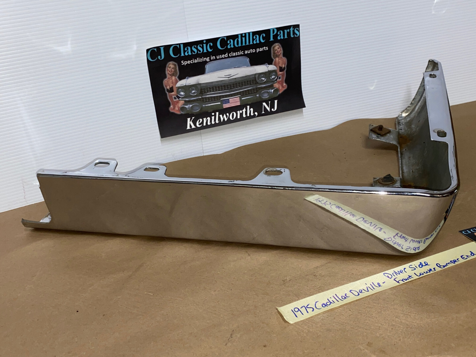 OEM 1973 1974 1975 1976 Cadillac Deville Calais Fleetwood Commercial Chassis LEFT DRIVER SIDE FRONT LOWER BUMPER END CORNER #1603644/#3515870 - Image 2