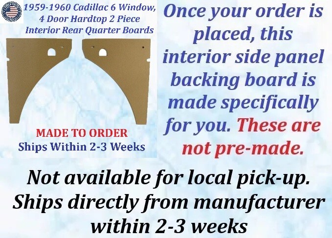 NEW Reproduction 1959-1960 Cadillac 6 Window 4 Door Hatdtop Rear Quarter Panel Backer Boards (2 Pcs) (CAD-DBD-540) - Image 3