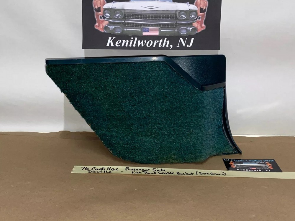 OEM 1971 1972 1973 1974 1975 1976 Cadillac Deville Eldorado Fleetwood Calais RIGHT PASSENGER SIDE KICK PANEL WASTE BASKET TRASH CAN Dark Green - Image 2