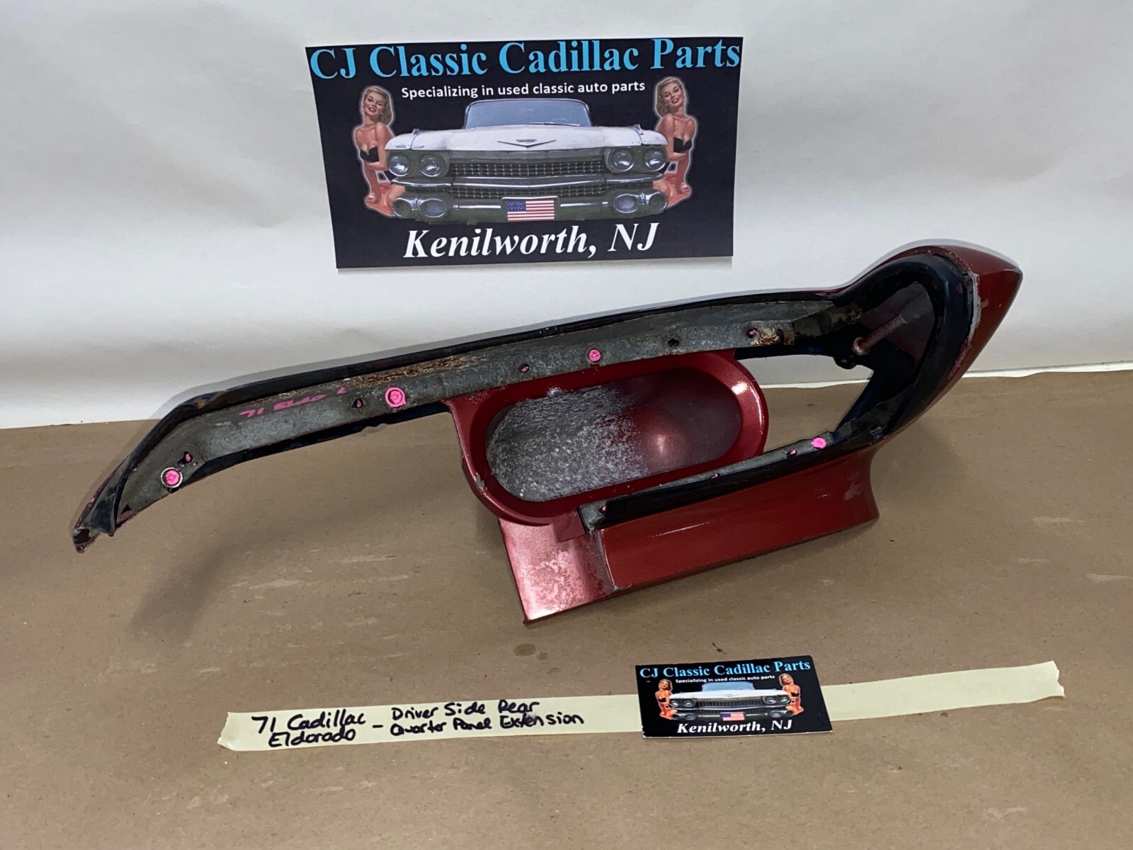 OEM 1971 1972 Cadillac Eldorado LEFT QUARTER PANEL EXTENSION TAIL LIGHT SURROUND W/ FILLERS #8795074 - Image 2
