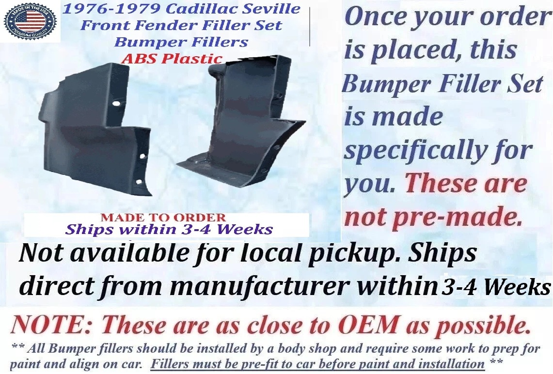 NEW 1976 1977 1978 1979 Cadillac Seville 2 Piece Front Fender Fillers Set - Image 2