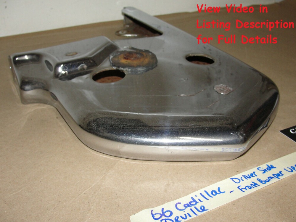 OEM 1966 Cadillac Deville Eldorado Calais Fleetwood LEFT DRIVER SIDE UPPER FRONT BUMPER END #3513678 - Image 2