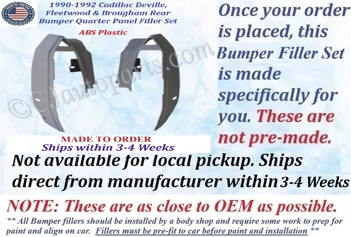 NEW 1990 1991 1992 Cadillac Deville Fleetwood Brougham 2 Pc Rear Quarter Panel Fillers Set - Image 2