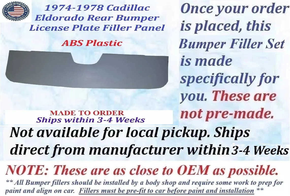 NEW 1974 1975 1976 1977 1978 Cadillac Eldorado 1 Pc Rear Bumper License Plate Fillers Panel - Image 2