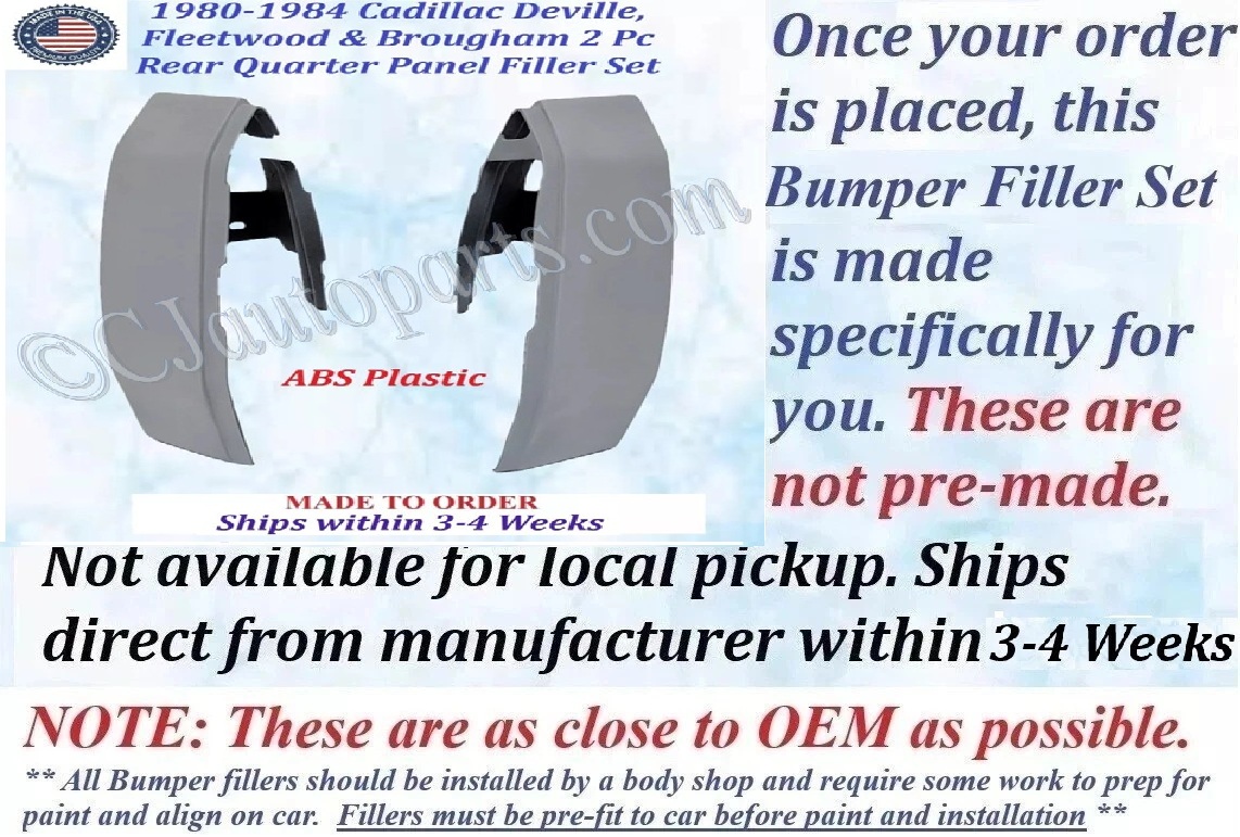 NEW 1980 1981 1982 1983 1984 Cadillac Deville & Fleetwood 2 Piece Rear Quarter Panel Fillers Set - Image 2