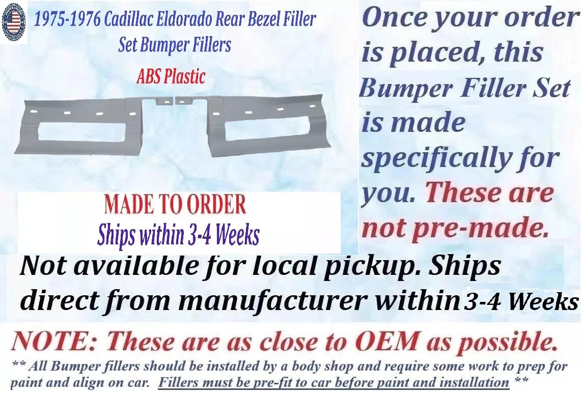 NEW 1975-1976 Cadillac Eldorado 2 Pc Rear Bezel Filler Set Bumper Fillers - Image 2