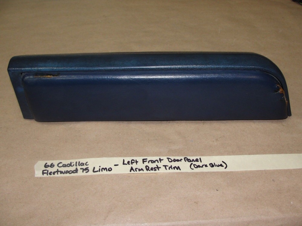 OEM 1966 1967 Cadillac Fleetwood LIMO LIMOUSINE LEFT DRIVER SIDE FRONT DOOR PANEL ARM REST BASE PAD TRIM - - DARK BLUE - Image 2