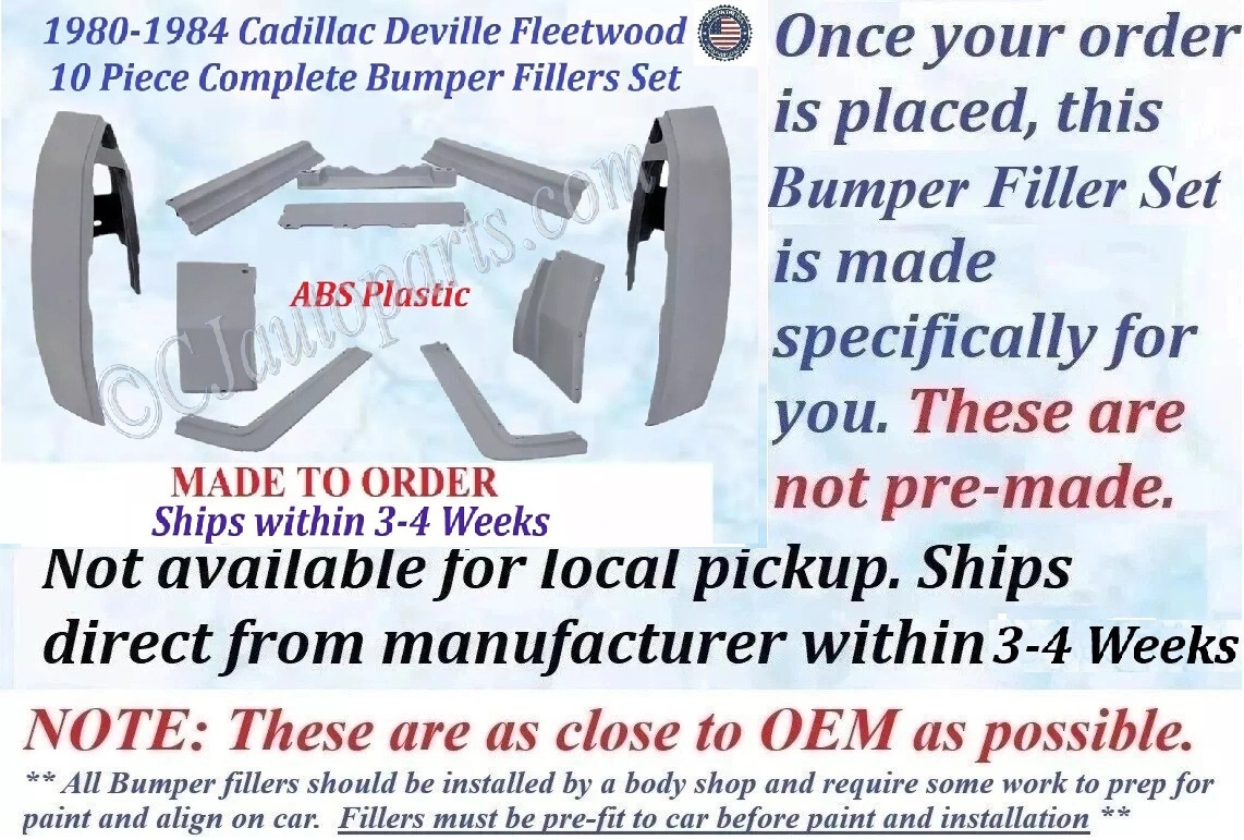 NEW 1980 1981 1982 1983 1984 Cadillac Deville Fleetwood 10 Piece Complete Bumper Fillers Set - Image 2