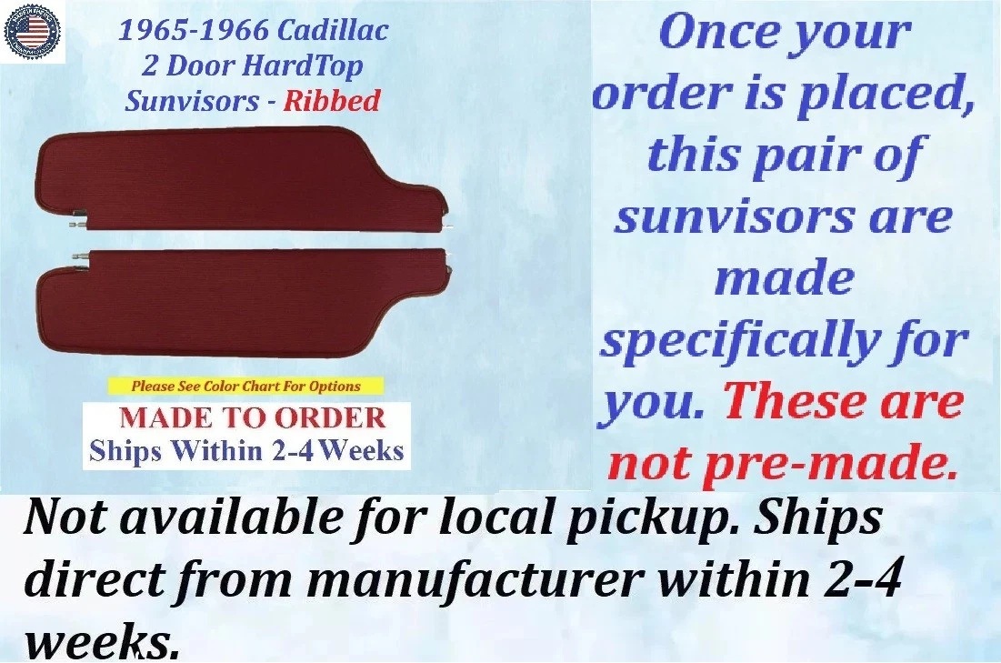 1965-1966 Cadillac Deville Calais Commercial Chassis 2 Door HardTop SUNVISORS (PAIR) #CAD-SVR-495 - Image 3