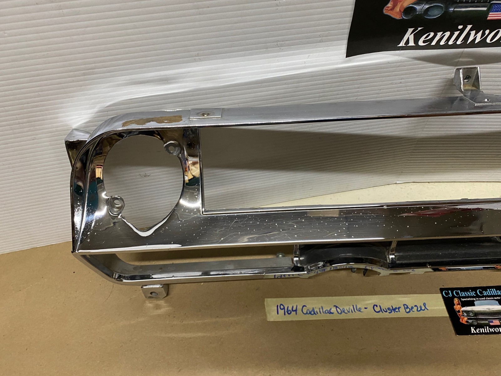 OEM 1963 1964 Cadillac Deville Eldorado Fleetwood CHROME DASH SPEEDOMETER INSTRUMENT CLUSTER BEZEL TRIM #1480814/#1479554 - Image 20