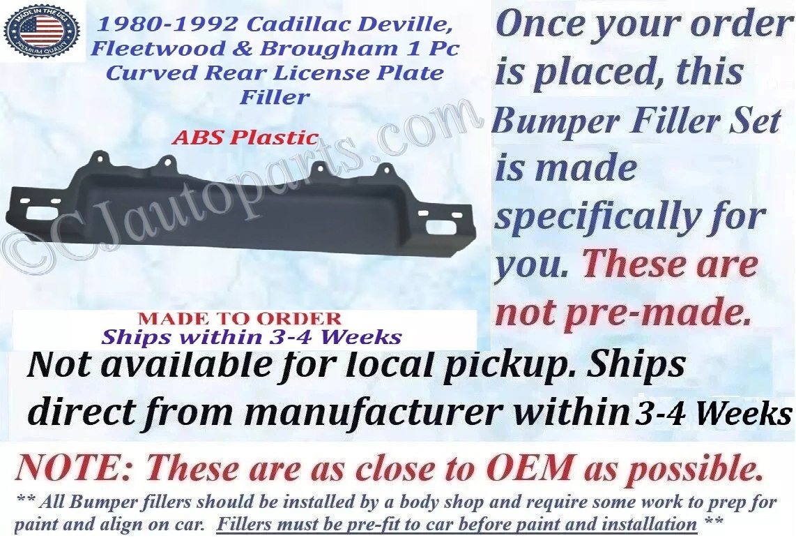 NEW 1980 1981 1982 1983 1984 1985 1986 1987 1988 1989 1990 1991 1992 Cadillac Deville Fleetwood Brougham Curved License Plate Fillers - Image 2